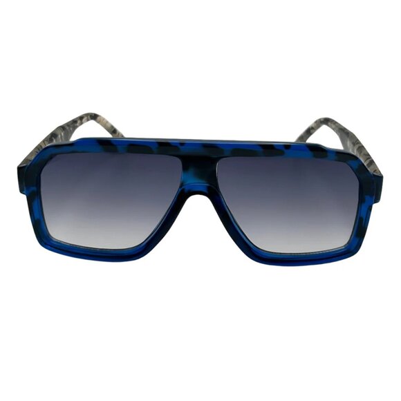 7005 | Blue Two Tone Retro Flat Top Sunglasses - Picture 1 of 5